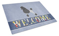 Poodle Welcome Cutting Board Tempered Glass Kitchen Cutting Surface, Heat Resistant Chopping, Non-Slip Feet, Food Prep & Serving