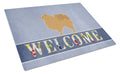 Pomeranian Welcome Cutting Board Tempered Glass Kitchen Cutting Surface, Heat Resistant Chopping, Non-Slip Feet, Food Prep & Serving