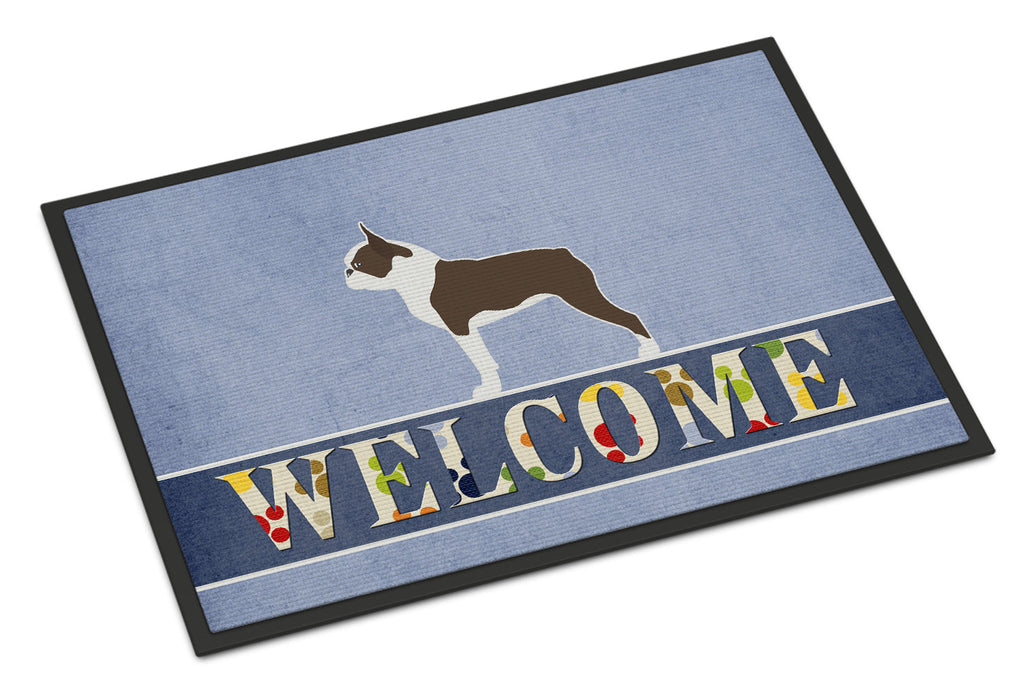 Boston Terrier Welcome Doormat Indoor Outdoor 24H X 36W Front Door Mat Rugs for Entryway, Non Slip Washable Low Pile,
