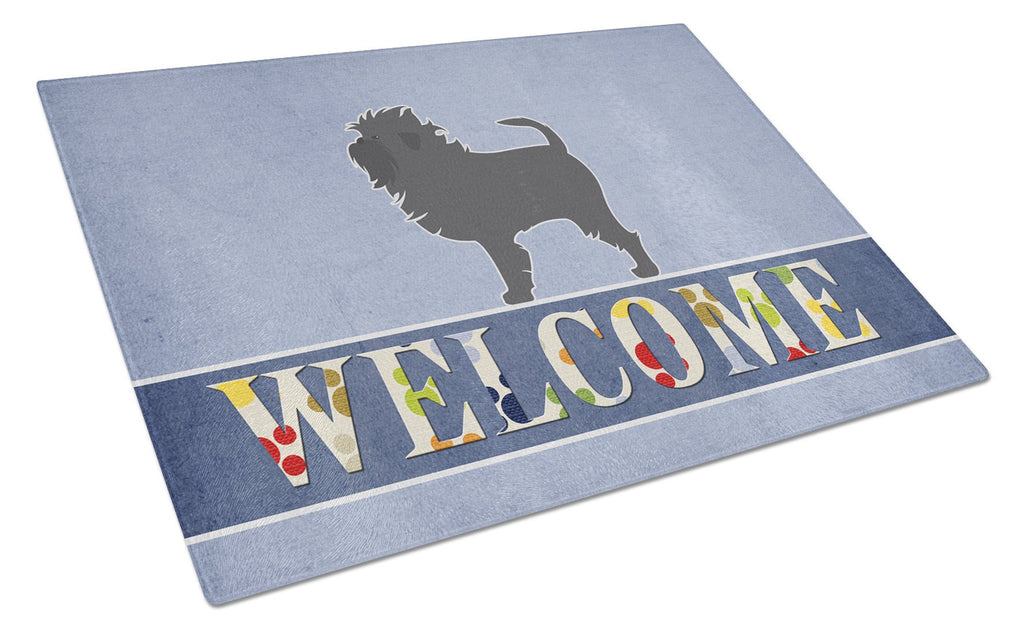 Affenpinscher Welcome Cutting Board Tempered Glass Kitchen Cutting Surface, Heat Resistant Chopping, Non-Slip Feet, Food Prep & Serving