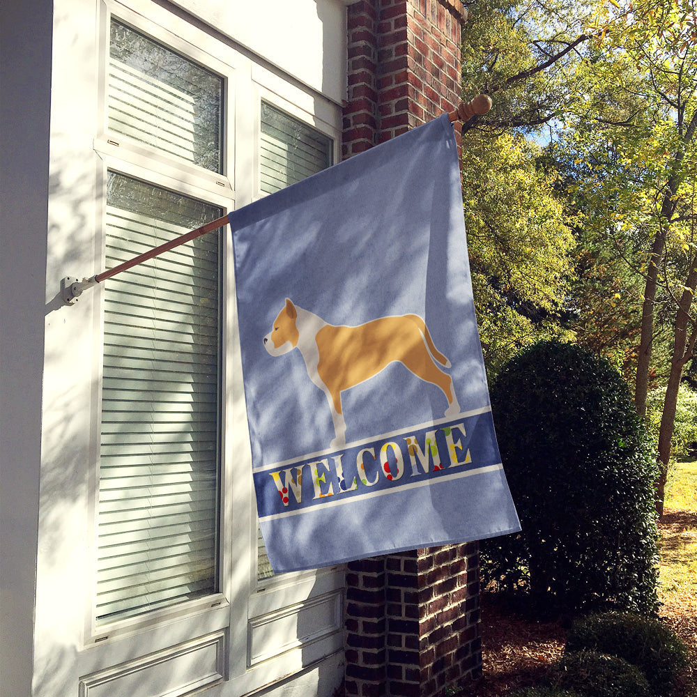 Staffordshire Bull Terrier Welcome House Flag 28x40 Porch Sleeve Pole Decorative Outside Yard Banner Artwork Wall Hanging, Polyester