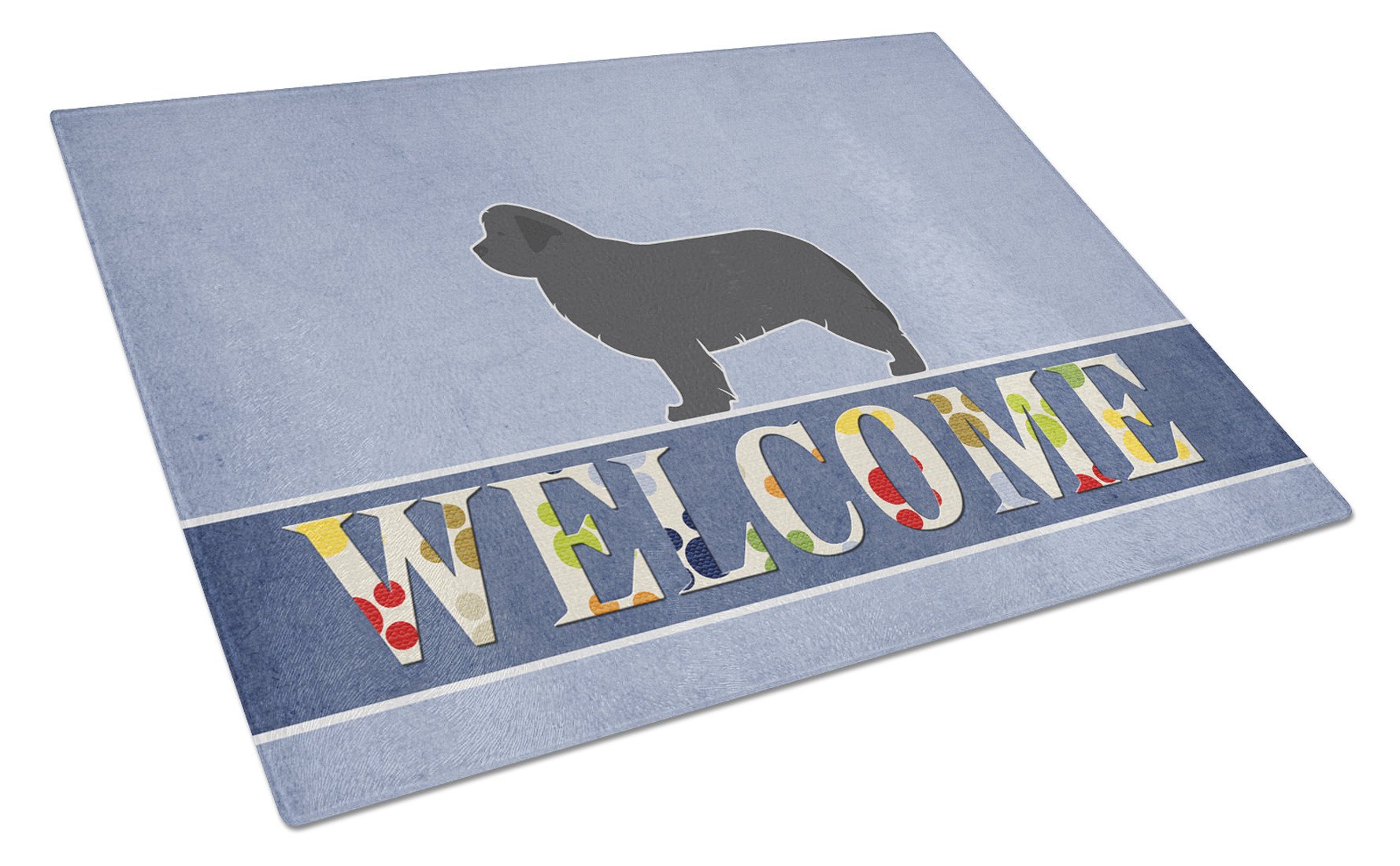 Newfoundland Welcome Cutting Board Tempered Glass Kitchen Cutting Surface, Heat Resistant Chopping, Non-Slip Feet, Food Prep & Serving