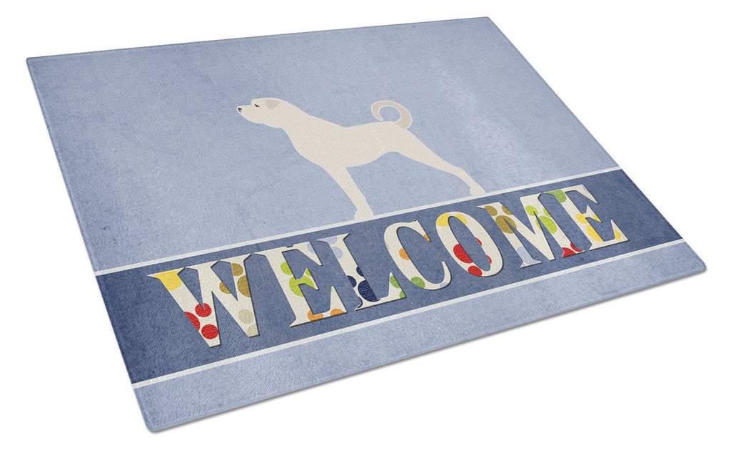 Anatolian Shepherd Welcome Cutting Board Tempered Glass Kitchen Cutting Surface, Heat Resistant Chopping, Non-Slip Feet, Food Prep & Serving