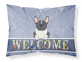 French Bulldog Black White Welcome Standard Pillowcase Lightweight Super Soft Easy Care Decorative Artwork Pillowcase, Standard