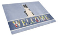 Russo-European Laika Spitz Welcome Cutting Board Tempered Glass Kitchen Cutting Surface, Heat Resistant Chopping, Non-Slip Feet, Food Prep & Serving