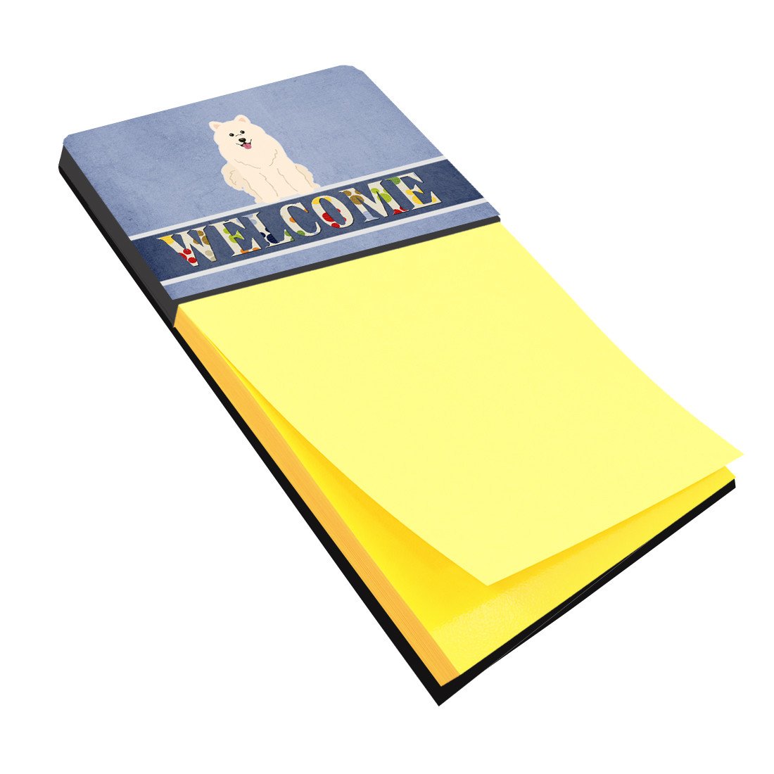 Samoyed Welcome Watercolor Sticky Note Holder Refillable Dispenser Desk Accessory 3x3 Pad Gift