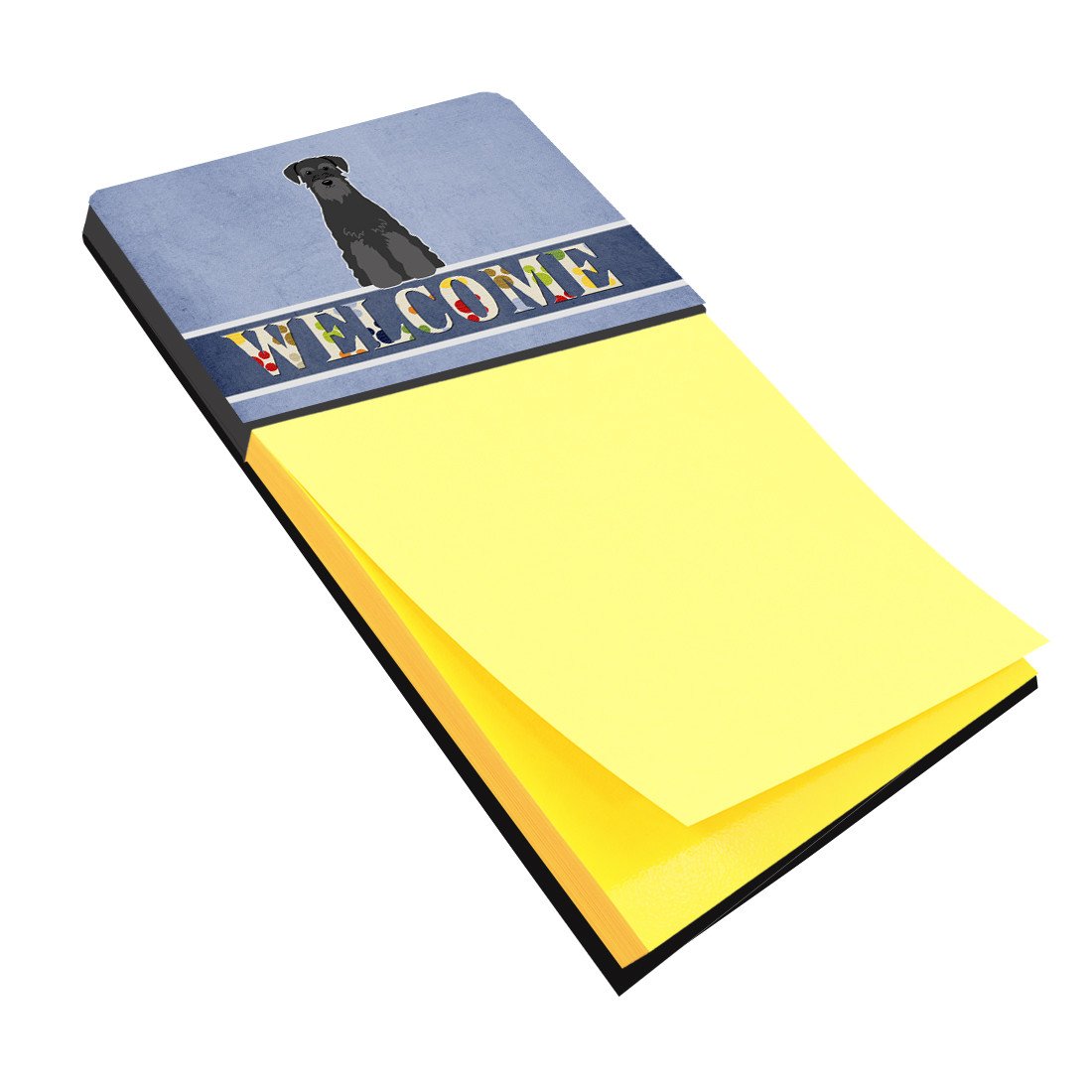 Standard Schnauzer Black Welcome Watercolor Sticky Note Holder Refillable Dispenser Desk Accessory 3x3 Pad Gift