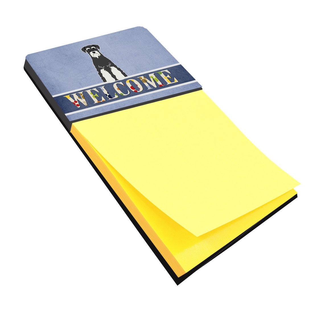 Standard Schnauzer Salt and Pepper Welcome Watercolor Sticky Note Holder Refillable Dispenser Desk Accessory 3x3 Pad Gift