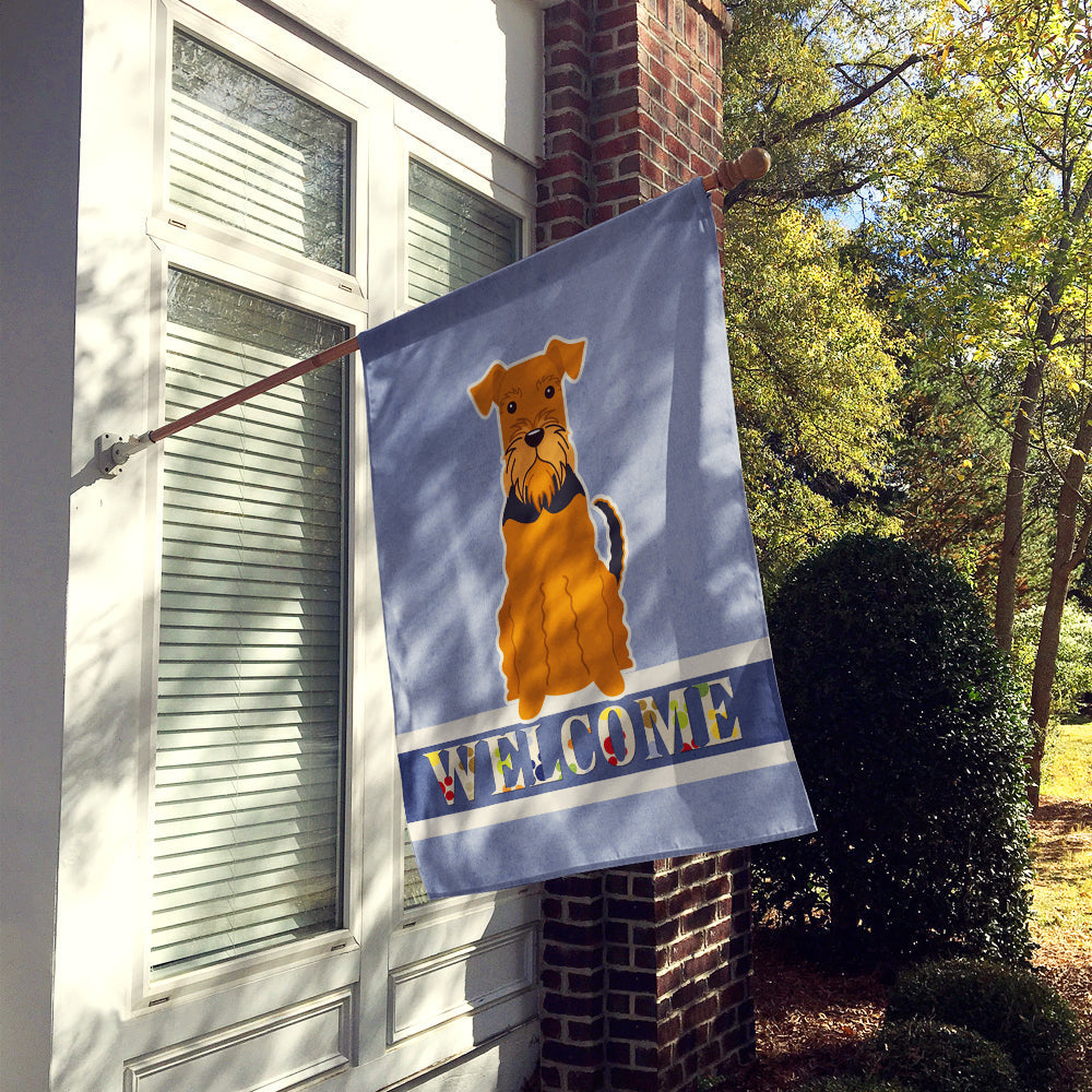 Airedale Welcome House Flag 28x40 Porch Sleeve Pole Decorative Outside Yard Banner Artwork Wall Hanging, Polyester