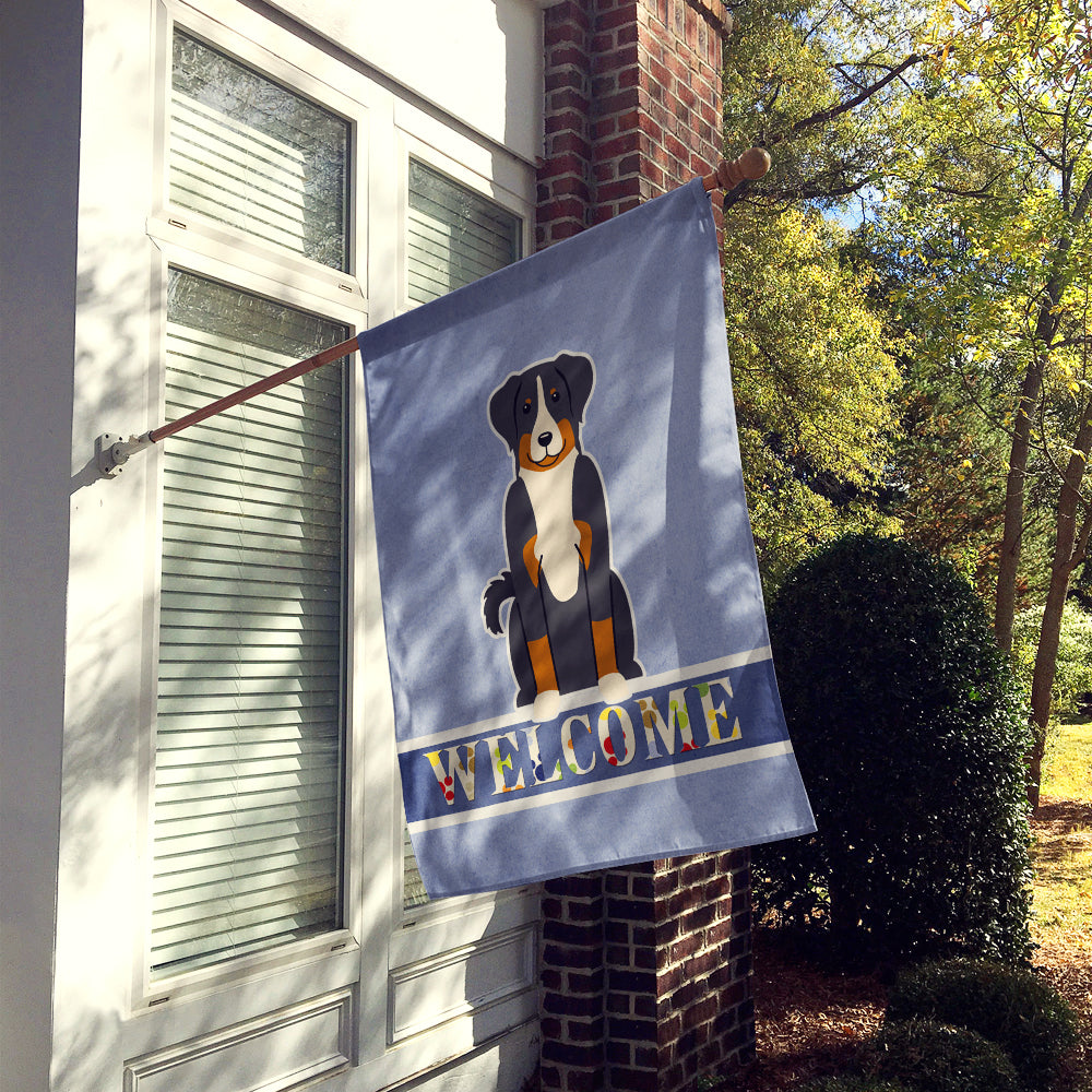 Appenzeller Sennenhund Welcome House Flag 28x40 Porch Sleeve Pole Decorative Outside Yard Banner Artwork Wall Hanging, Polyester