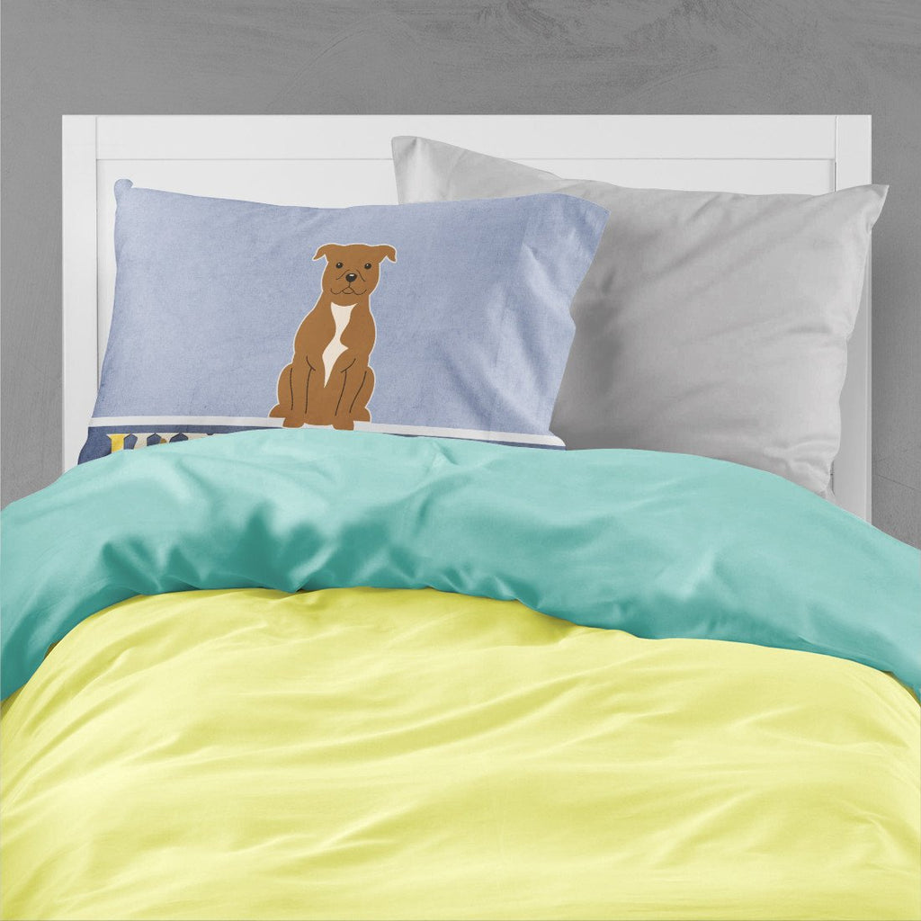 Staffordshire Bull Terrier Brown Welcome Standard Pillowcase Lightweight Super Soft Easy Care Decorative Artwork Pillowcase, Standard