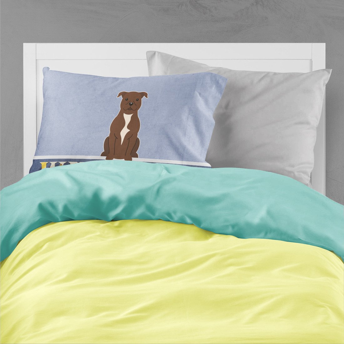 Staffordshire Bull Terrier Chocolate Welcome Standard Pillowcase Lightweight Super Soft Easy Care Decorative Artwork Pillowcase, Standard