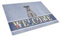Miniature Schnauzer Black Silver Welcome Cutting Board Tempered Glass Kitchen Cutting Surface, Heat Resistant Chopping, Non-Slip Feet, Food Prep & Serving
