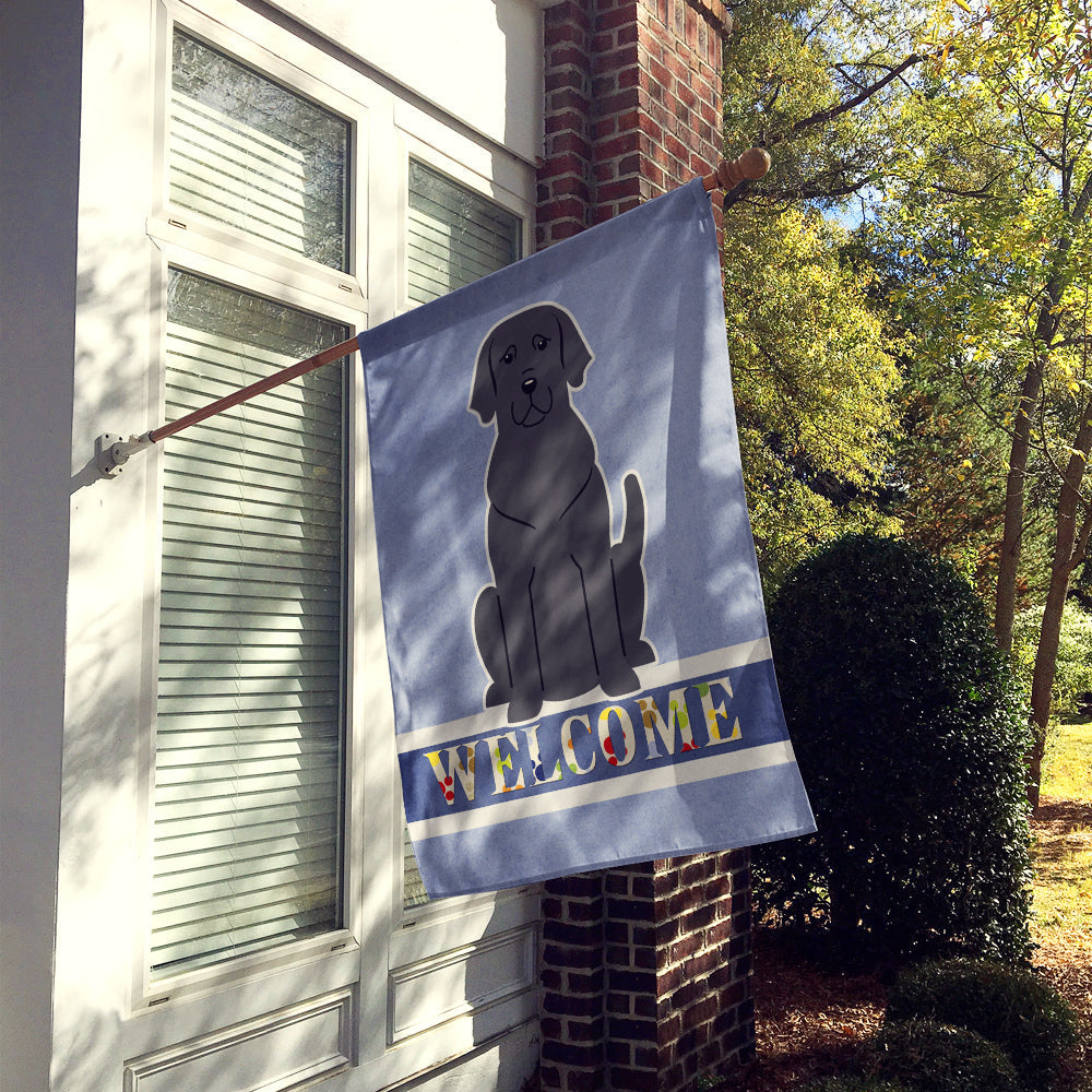 Black Labrador Welcome House Flag 28x40 Porch Sleeve Pole Decorative Outside Yard Banner Artwork Wall Hanging, Polyester