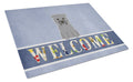Glen of Imal Grey Welcome Cutting Board Tempered Glass Kitchen Cutting Surface, Heat Resistant Chopping, Non-Slip Feet, Food Prep & Serving