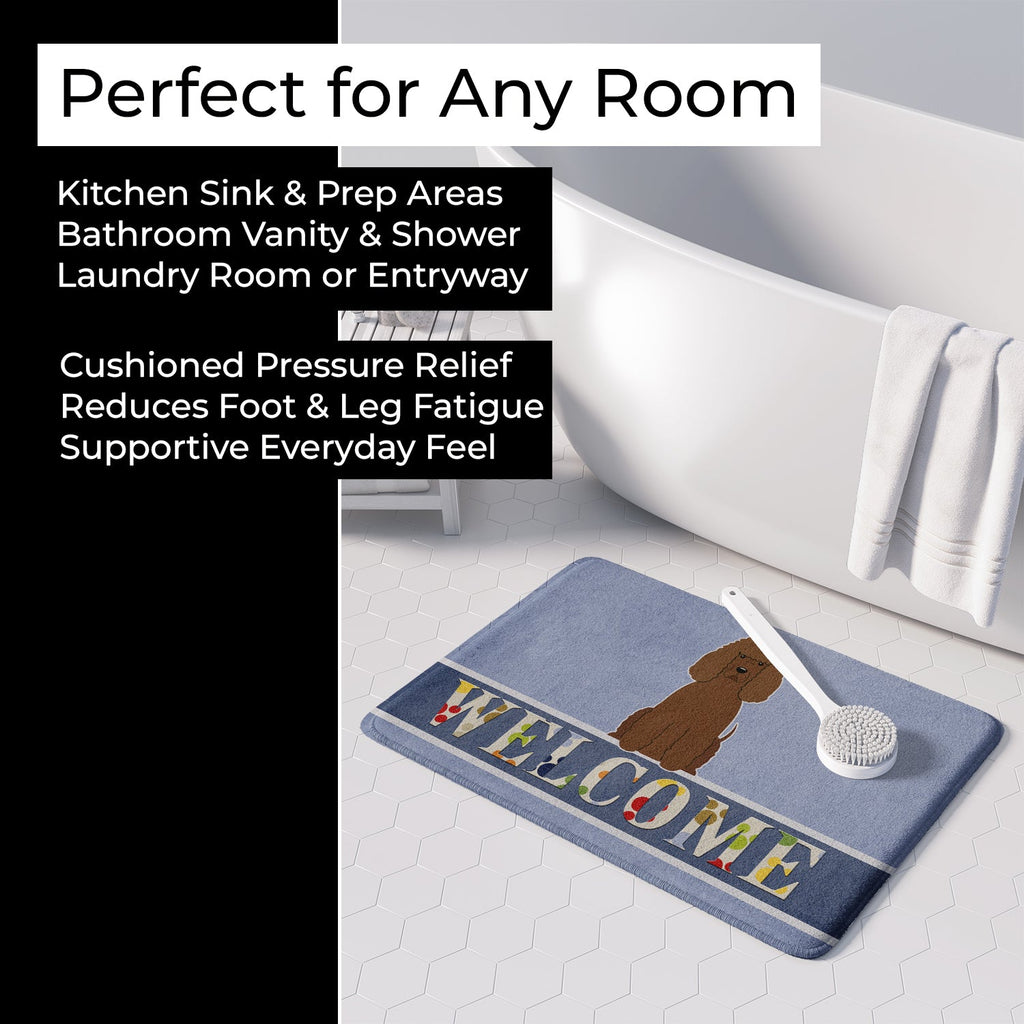 Irish Water Spaniel Welcome Memory Foam Kitchen Mat Machine Washable Anti-Fatigue Cushion Comfort Bath or Kitchen Rug