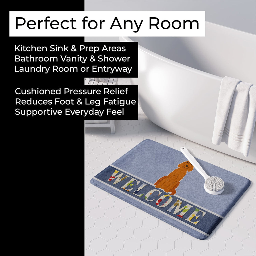 Irish Setter Welcome Memory Foam Kitchen Mat Machine Washable Anti-Fatigue Cushion Comfort Bath or Kitchen Rug