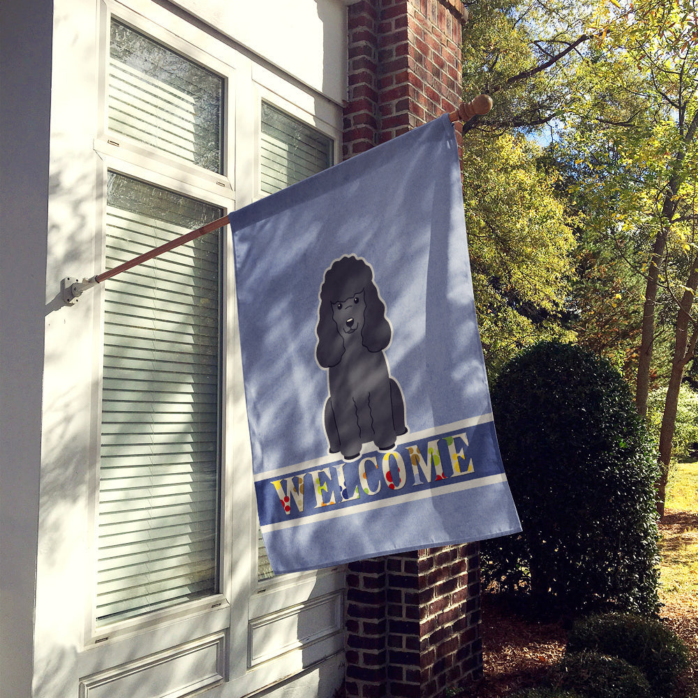Poodle Black Welcome House Flag 28x40 Porch Sleeve Pole Decorative Outside Yard Banner Artwork Wall Hanging, Polyester
