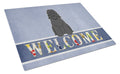 Bouvier des Flandres Welcome Cutting Board Tempered Glass Kitchen Cutting Surface, Heat Resistant Chopping, Non-Slip Feet, Food Prep & Serving