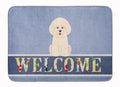 Bichon Frise Welcome Memory Foam Kitchen Mat Machine Washable Anti-Fatigue Cushion Comfort Bath or Kitchen Rug