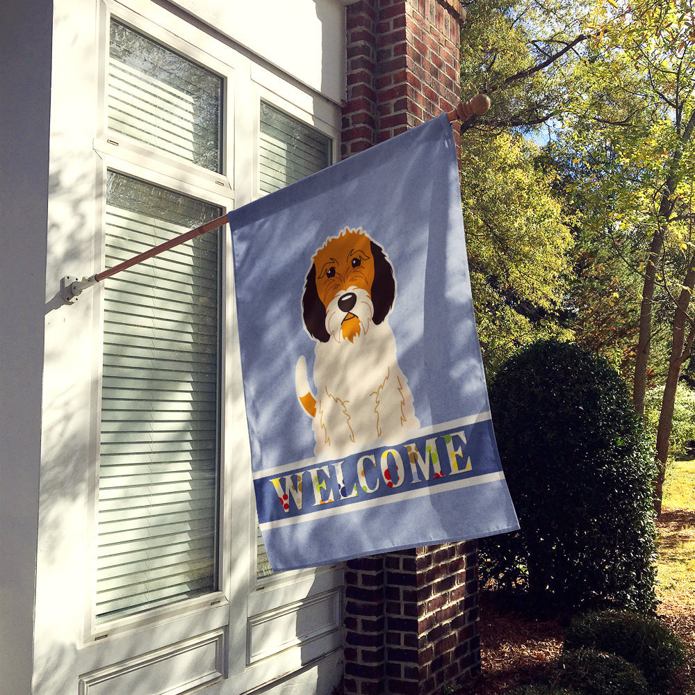 Petit Basset Griffon Veenden Welcome House Flag 28x40 Porch Sleeve Pole Decorative Outside Yard Banner Artwork Wall Hanging, Polyester