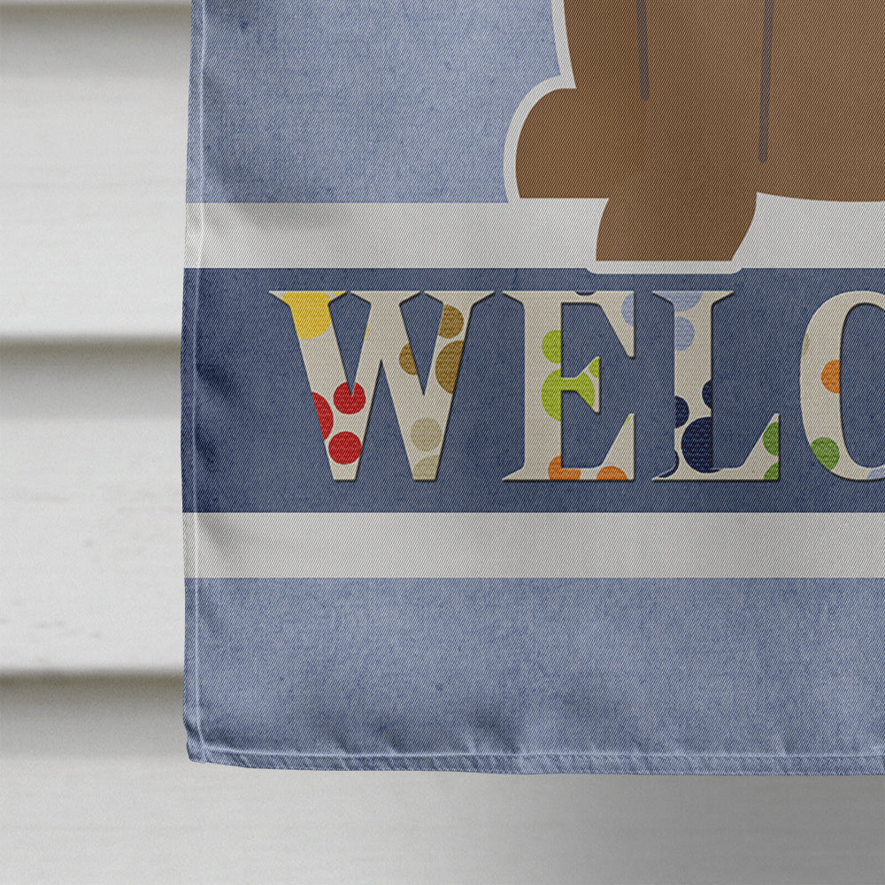 Bullmastiff Welcome House Flag 28x40 Porch Sleeve Pole Decorative Outside Yard Banner Artwork Wall Hanging, Polyester