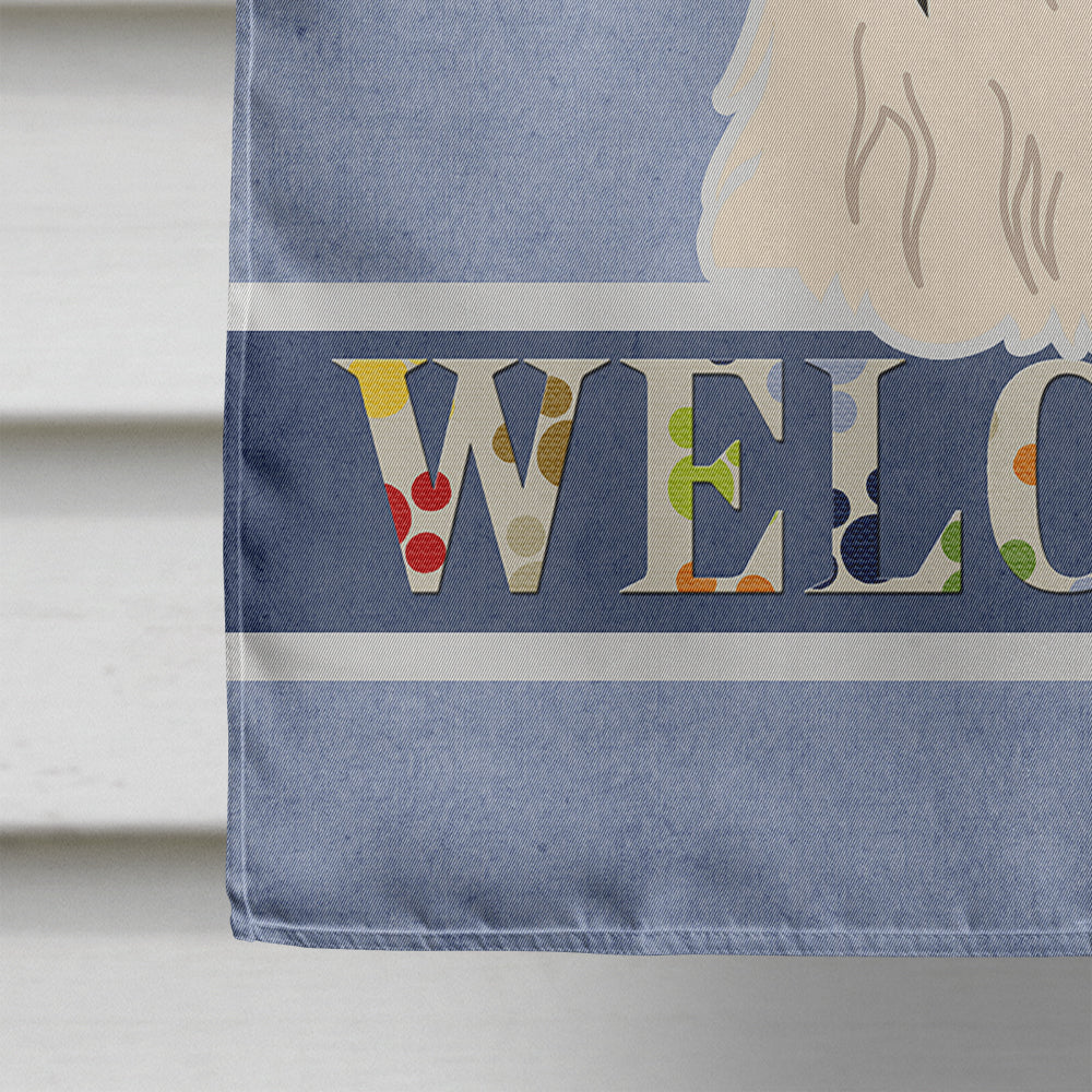 Shih Tzu Black White Welcome House Flag 28x40 Porch Sleeve Pole Decorative Outside Yard Banner Artwork Wall Hanging, Polyester