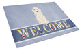 Bedlington Terrier Sandy Welcome Cutting Board Tempered Glass Kitchen Cutting Surface, Heat Resistant Chopping, Non-Slip Feet, Food Prep & Serving