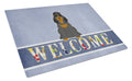 Cocker Spaniel Black Tan Welcome Cutting Board Tempered Glass Kitchen Cutting Surface, Heat Resistant Chopping, Non-Slip Feet, Food Prep & Serving