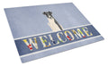 Smooth Fox Terrier Welcome Cutting Board Tempered Glass Kitchen Cutting Surface, Heat Resistant Chopping, Non-Slip Feet, Food Prep & Serving