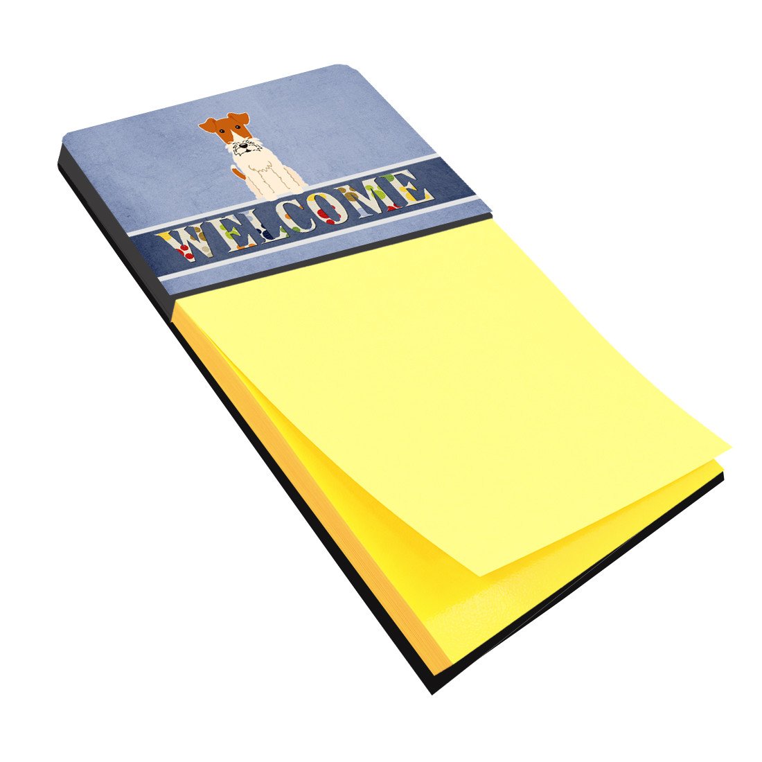 Wire Fox Terrier Welcome Watercolor Sticky Note Holder Refillable Dispenser Desk Accessory 3x3 Pad Gift