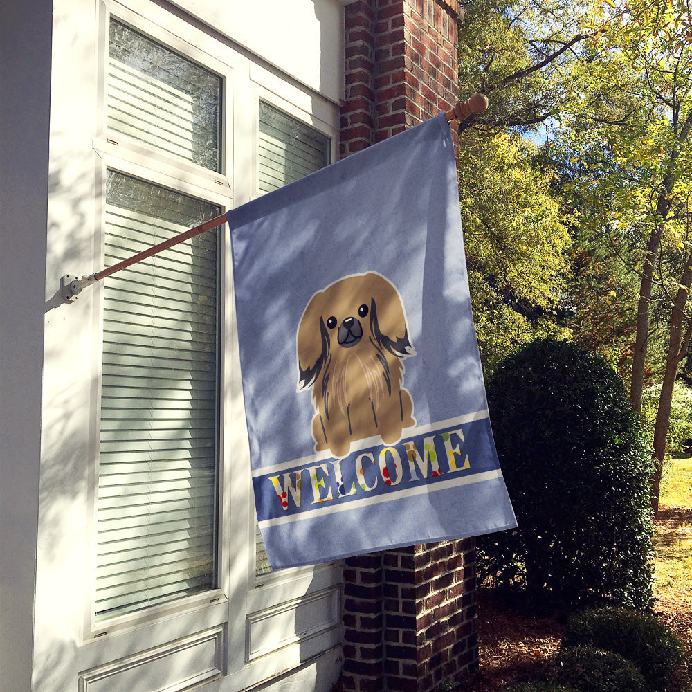 Pekingese Tan Welcome House Flag 28x40 Porch Sleeve Pole Decorative Outside Yard Banner Artwork Wall Hanging, Polyester