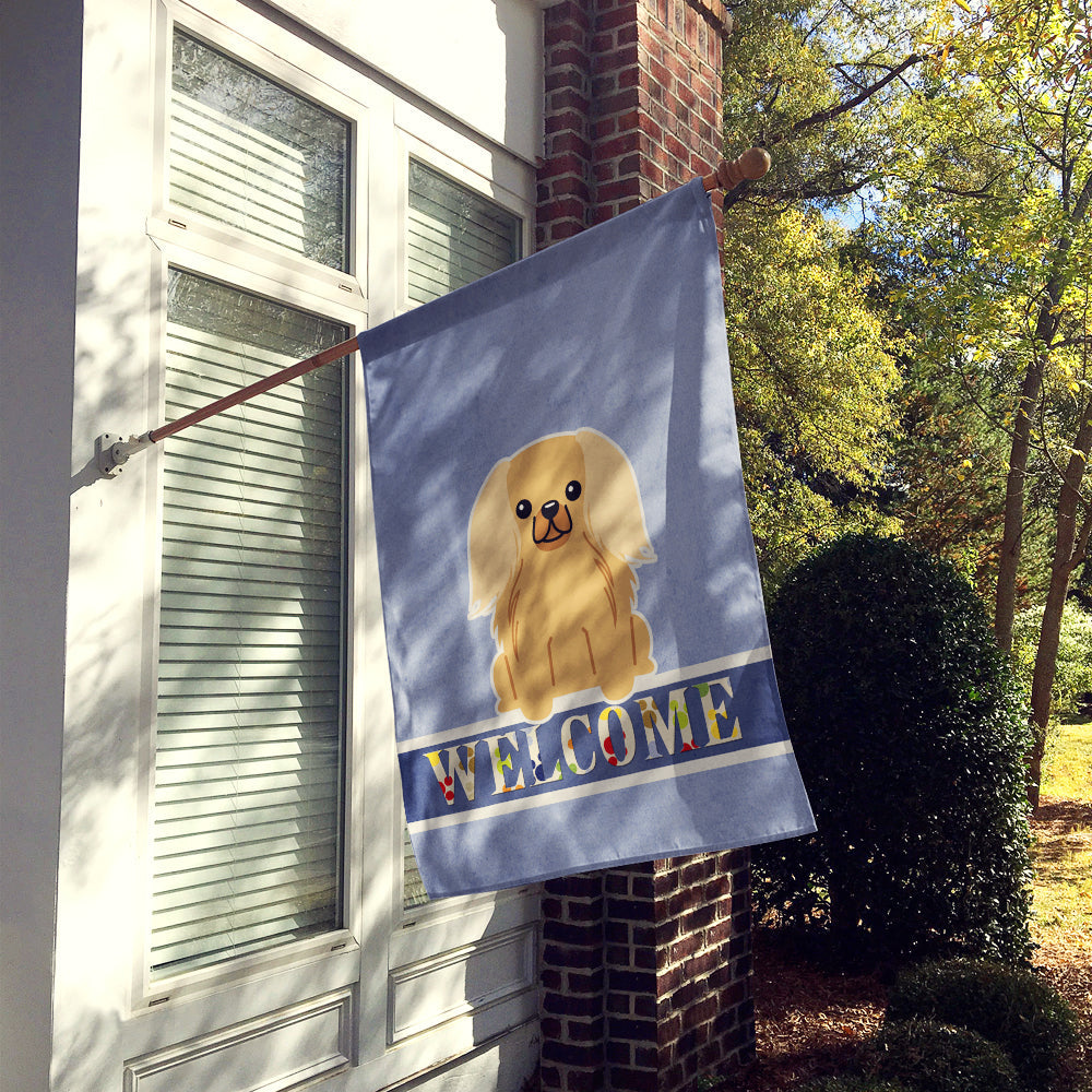 Pekingese Fawn Sable Welcome House Flag 28x40 Porch Sleeve Pole Decorative Outside Yard Banner Artwork Wall Hanging, Polyester