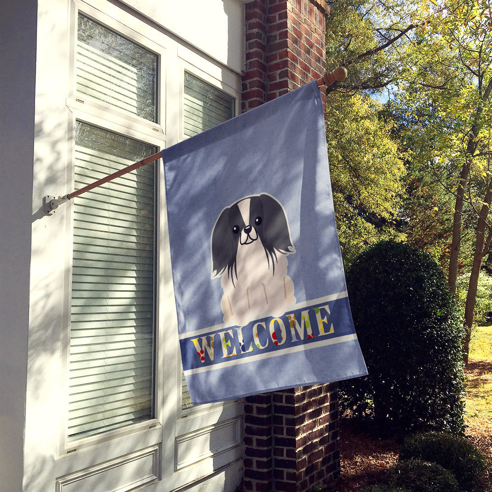 Pekingese Black White Welcome House Flag 28x40 Porch Sleeve Pole Decorative Outside Yard Banner Artwork Wall Hanging, Polyester