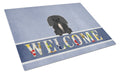 Pekingese Black Welcome Cutting Board Tempered Glass Kitchen Cutting Surface, Heat Resistant Chopping, Non-Slip Feet, Food Prep & Serving