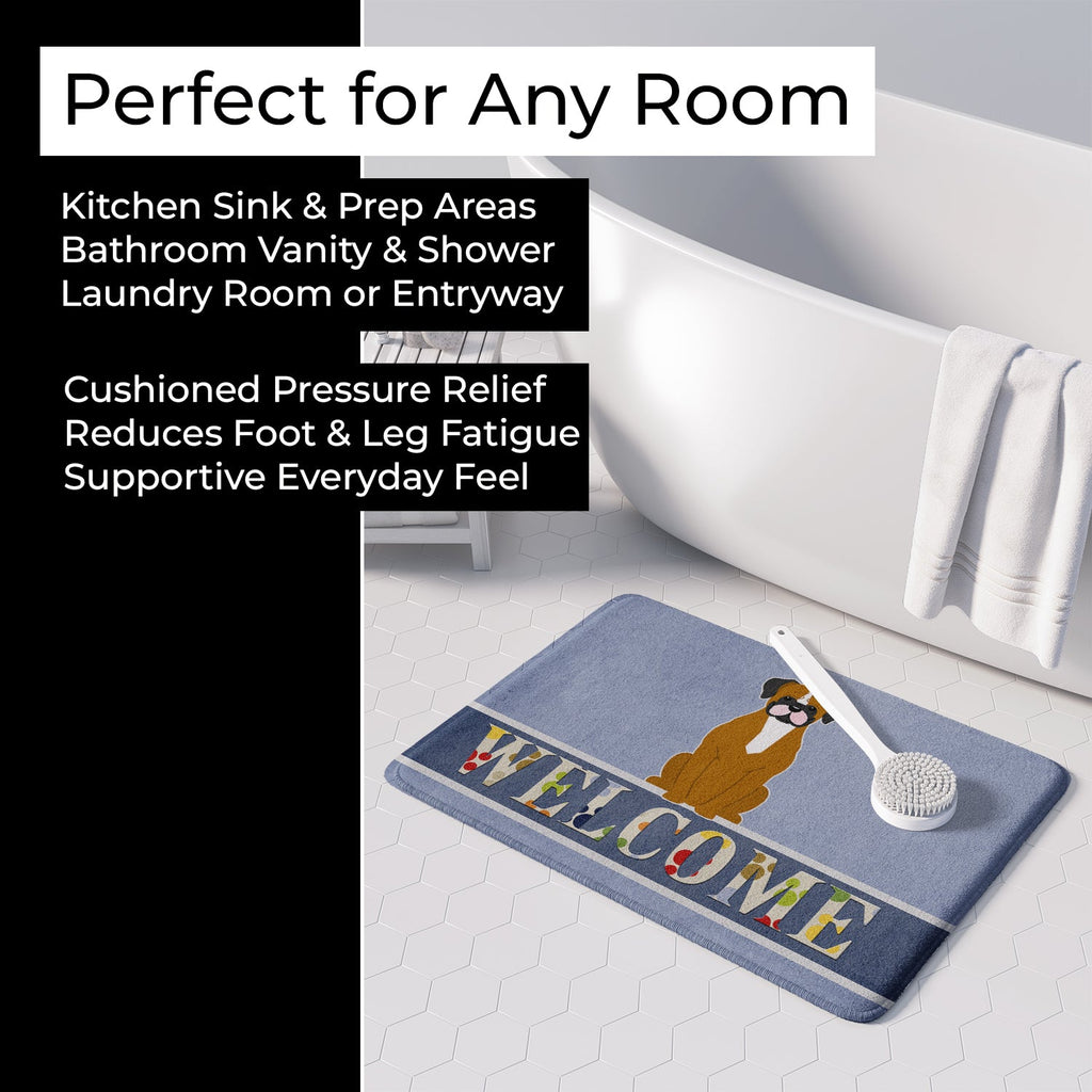 Flashy Fawn Boxer Welcome Memory Foam Kitchen Mat Machine Washable Anti-Fatigue Cushion Comfort Bath or Kitchen Rug