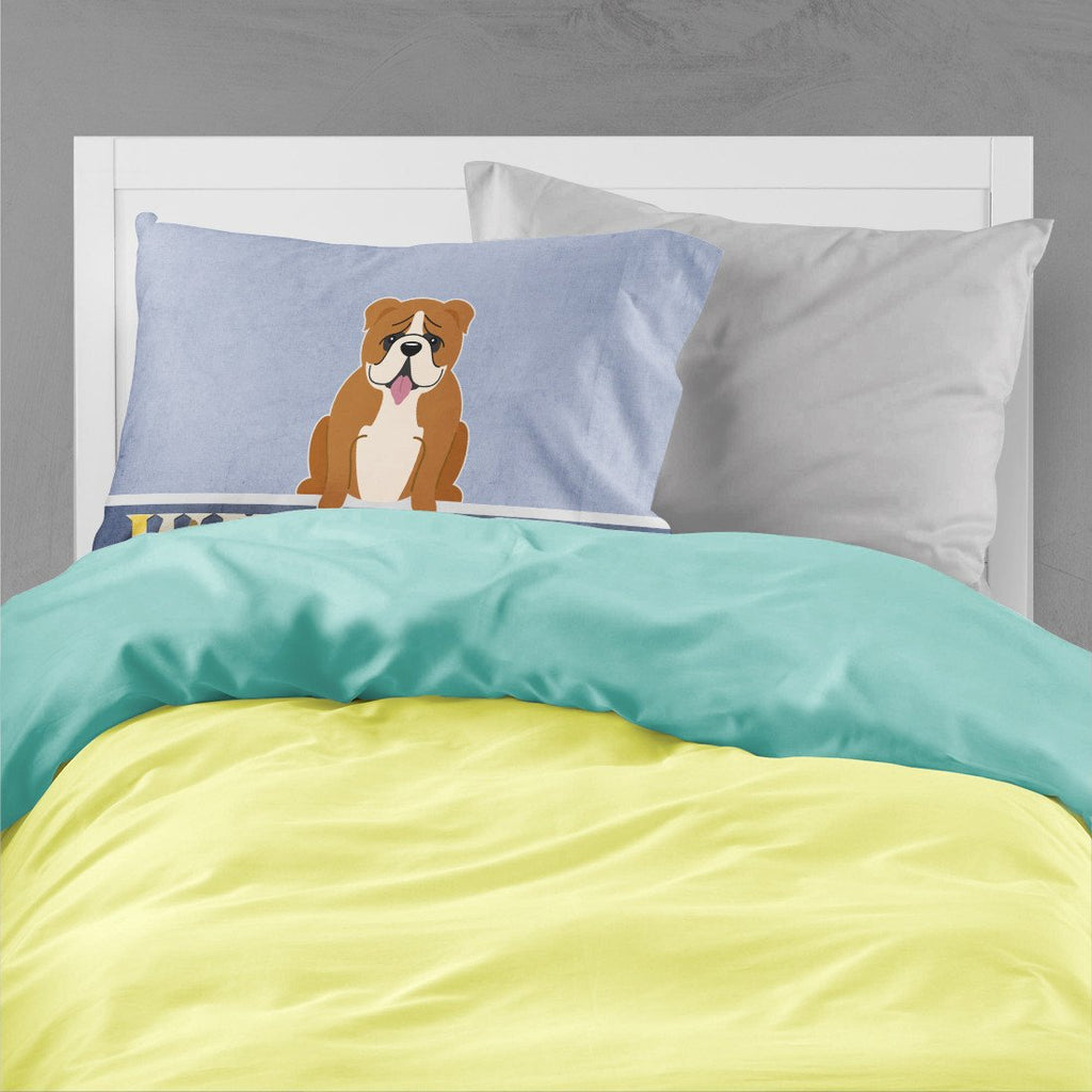 English Bulldog Red White Welcome Standard Pillowcase Lightweight Super Soft Easy Care Decorative Artwork Pillowcase, Standard