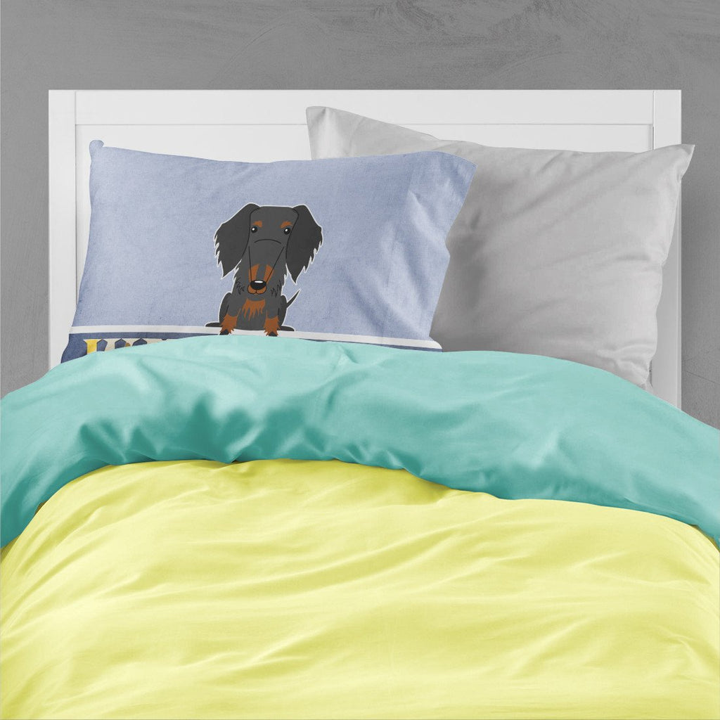 Wire Haired Dachshund Black Tan Welcome Standard Pillowcase Lightweight Super Soft Easy Care Decorative Artwork Pillowcase, Standard