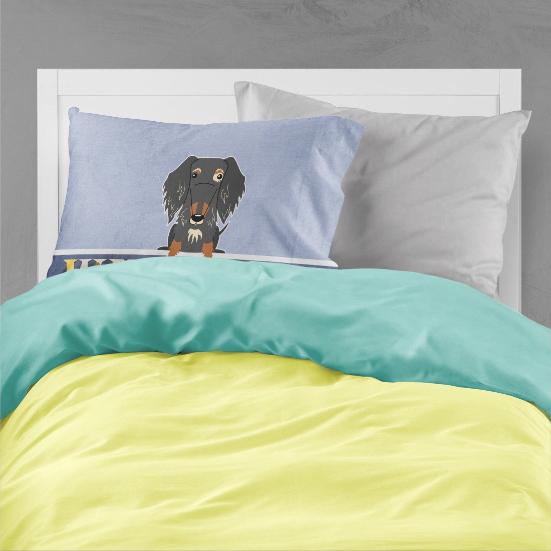 Wire Haired Dachshund Dapple Welcome Standard Pillowcase Lightweight Super Soft Easy Care Decorative Artwork Pillowcase, Standard