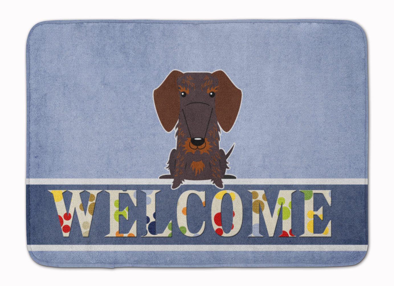 Wire Haired Dachshund Chocolate Welcome Memory Foam Kitchen Mat Machine Washable Anti-Fatigue Cushion Comfort Bath or Kitchen Rug