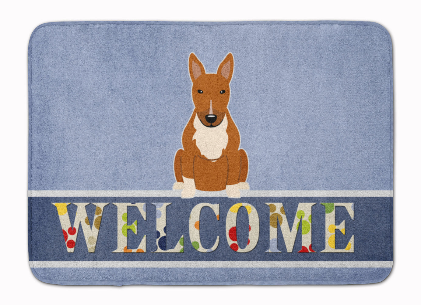 Bull Terrier Red Welcome Memory Foam Kitchen Mat Machine Washable Anti-Fatigue Cushion Comfort Bath or Kitchen Rug