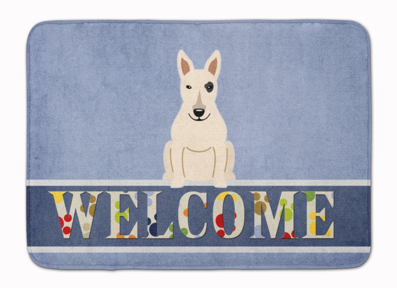 Bull Terrier White Welcome Memory Foam Kitchen Mat Machine Washable Anti-Fatigue Cushion Comfort Bath or Kitchen Rug