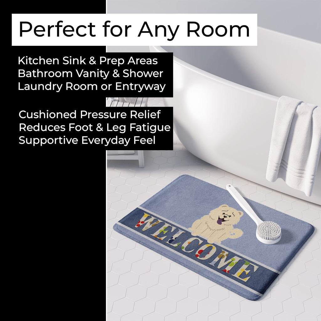 Chow Chow White Welcome Memory Foam Kitchen Mat Machine Washable Anti-Fatigue Cushion Comfort Bath or Kitchen Rug