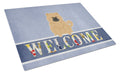 Chow Chow Cream Welcome Cutting Board Tempered Glass Kitchen Cutting Surface, Heat Resistant Chopping, Non-Slip Feet, Food Prep & Serving