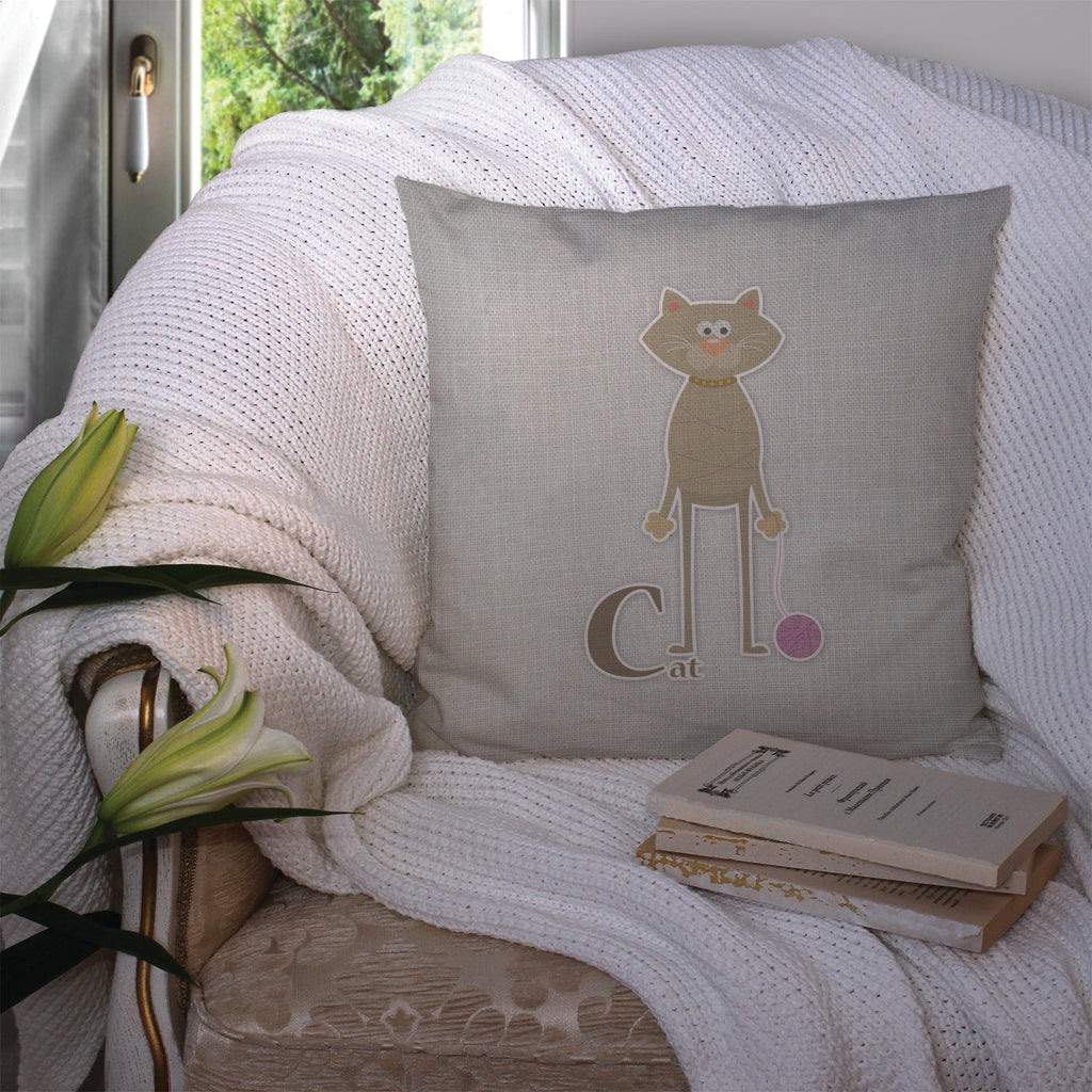 Alphabet C for Cat Decorative Throw Pillow 14x14 Indoor Outdoor Accent Cushion, Fabric Cover with Insert for Sofa, Bed, Porch & Living Room