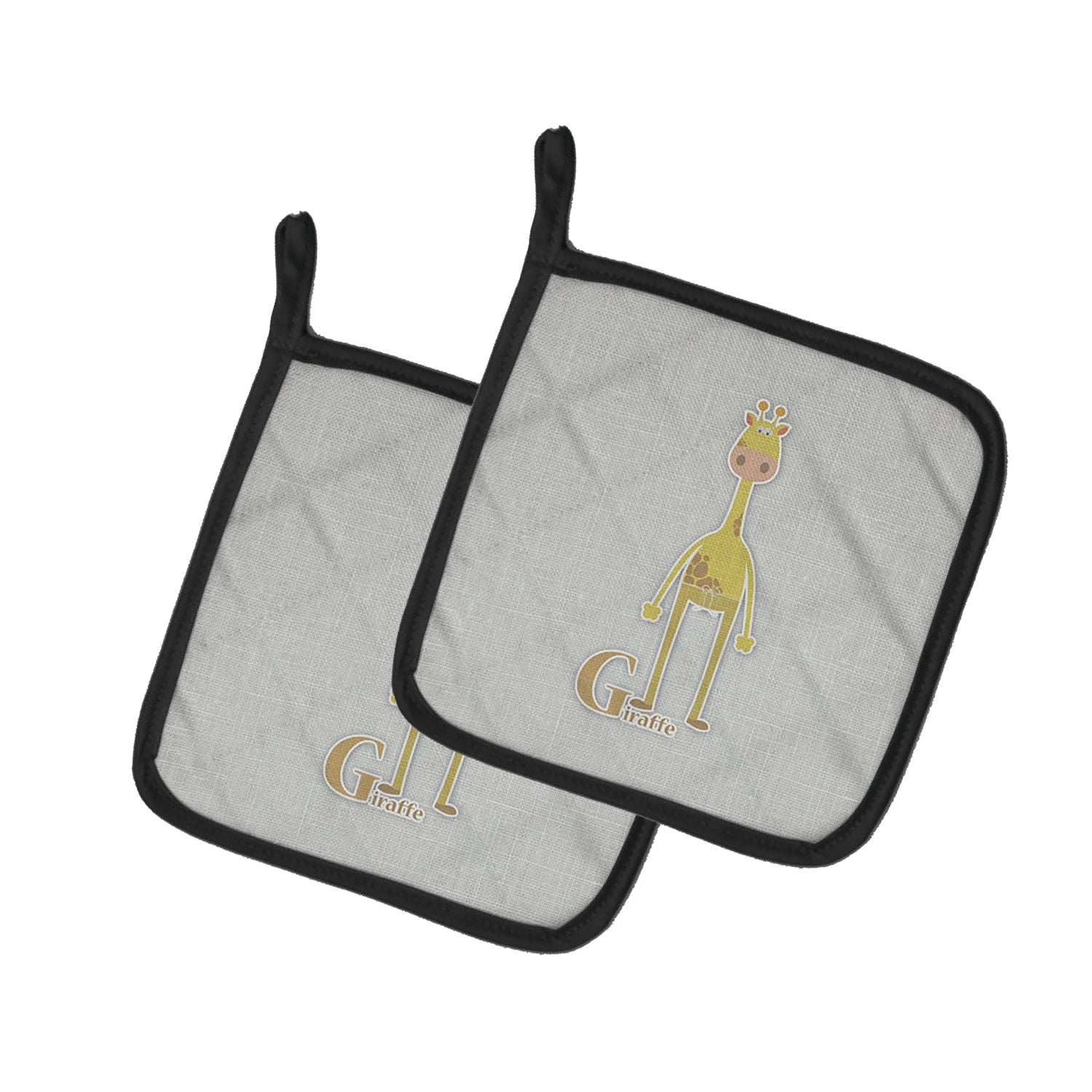 Alphabet G for Giraffe Pot Holder Set of 2 Heat Resistant Quilted Hot Pads 7.5 x 7.5 Inch, Insulated Kitchen Trivets for Cooking & Baking