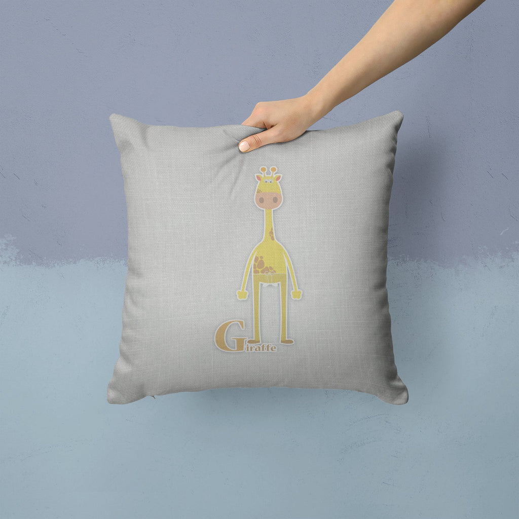 Alphabet G for Giraffe Decorative Throw Pillow 14x14 Indoor Outdoor Accent Cushion, Fabric Cover with Insert for Sofa, Bed, Porch & Living Room