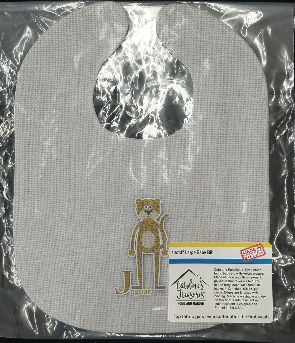 Alphabet J for Jaguar Baby Bib Easy-Clean Baby Bib Baby Feeding Accessory Baby Mealtime Essential, 10 x 13, Multicolor