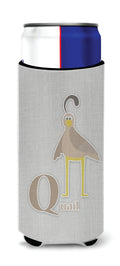 Alphabet Q for Quail Slim Can Hugger , Insulated Foam Hugger for 12 oz Slim Cans, Beer Bottles & Water Bottles, Printed in USA