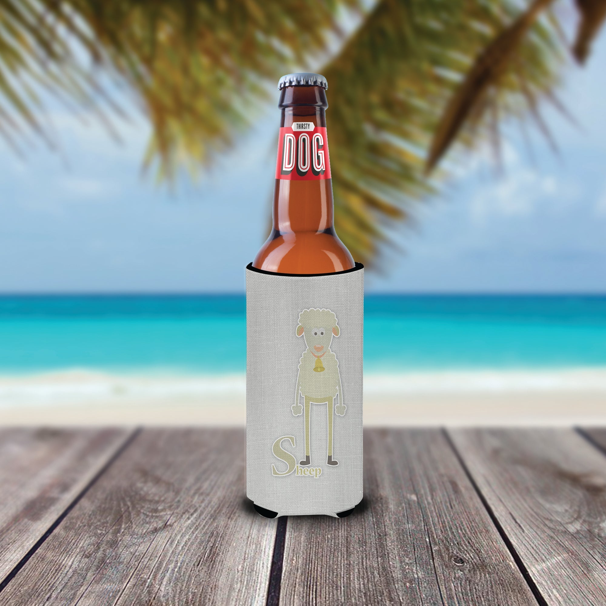 Alphabet S for Sheep Slim Can Hugger , Insulated Foam Hugger for 12 oz Slim Cans, Beer Bottles & Water Bottles, Printed in USA